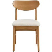 Vente-unique Set van 2 stoelen in getextureerde stof en natuurlijk rubberhout - Crème - LERANIA