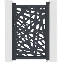 Vente-unique Tuinpoort van aluminium met geometrisch patroon in lasergesneden design - B103 x H166 cm - Antraciet - NATAFO L 103 cm x H 161 cm x D 4.6 cm