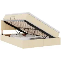 vidaXL LED opbergbed met matras Crème 140 x 200 cm Stof