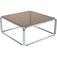 Oviala - Vierkante salontafel L90 cm in metaal en bruin glas - Lewis