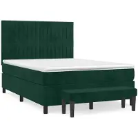 vidaXL Boxspringbed met matras, donkergroen, 140x190 cm, fluweel