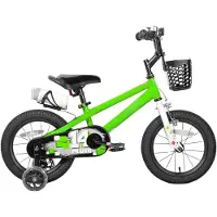 Happiq Kinderfiets – Voor kinderen van 3-12 jaar – Met oplichtende zijwieltjes – Groen, 36 cm