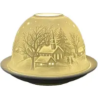 Clayre & Eef Waxinelichthouder Ø 12x8 cm Wit Porselein Sterren Wit