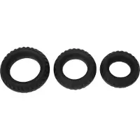 Rimba - Siliconen Cockring met Bandenmotief - Zwart ø 25 mm