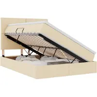 vidaXL LED opbergbed met matras Crème 140 x 200 cm Stof