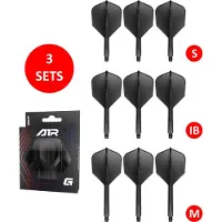 GOAT Air Black NO6 - Multipack - Dart Flights & Shafts - 3 Sets - Medium, Inbetween & Short
