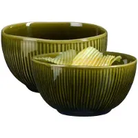 Mica Decorations Serveer/chips schaaltje Nusa - 2x - groen - 12 x 7 cm - keramiek - kommetjes