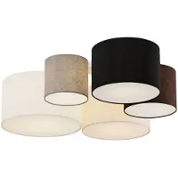 LINDBY Plafondlamp Laurenz, dimbaar, alu / grijs / zink, Woon-/ Eetkamer, Textiel / Stof / Zijde, Modern, plafondlamp