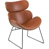Ebuy24 Cazy fauteuil in cognac kunstleder en zwart metalen onderstel.
