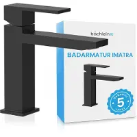 Bächlein Waterkraan vierkant, éénhendelmengkraan (standaard, mat zwart) - Badkamerkraan met strakke lijnen