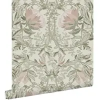 ESTAhome behang vintage bloemen in art nouveau stijl zand beige en oudroze - 53 cm x 10.05 m - 139418