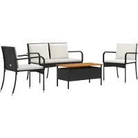 vidaXL Tuinset Zwart poly rattan