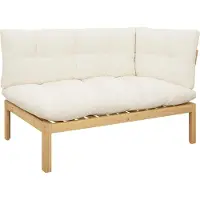 vidaXL Hoek Sofa Eenheid Licht Acacia en Crèmekleurig Wit Acaciahout