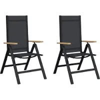 vidaXL Ligstoelen voor Tuin 2 pcs Zwart 58 x 73 x 111,5 cm Textileen