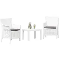 vidaXL Lounge Set met kussen 3 pcs Wit PP