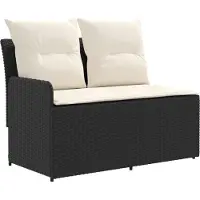 vidaXL Tuin Armleuning Sofa met Opklapbare Tafel 2 Stuk Zwart en Crème