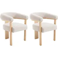 Vente-unique Set van 2 stoelen met armleuningen van corduroy en natuurlijk rubberhout - Beige - LIVELIA van Pascal Morabito