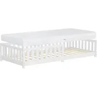 ML-Design Kinderbed 90x200 cm met lattenbodem uitvalbeveiliging en matras H-16 cm wit grenenhout ML design
