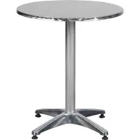 Ebuy24 Akur terrasmeubel terrastafel, Ø60 cm in hoogte verstelbaar aluminium look.