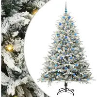 vidaXL Kunstmatige Voorverlichte Kerstboom met Ballenset Groen 210 cm