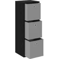 vidaXL - Dressoir - met - lade - Zwart - Eiken - 35 - x - 32 - x - 99,5 - cm