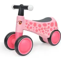Vrooomy Baby Loopfiets 1 tot 3 jaar – Stabiele Loopwagen met LED-verlichting in het Stuur – Kinderfiets met 4 EVA-Wielen & Ergonomisch Design – Roze