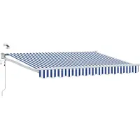vidaXL Elektrisch Uittrekbaar Zonnescherm Blauw en Wit 3,5 x 2,5 m