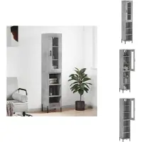 vidaXL Hoge Kast - Hoge Kasten - Hoge Kast Met Lade - Kast - Hoge kast 34,5x34x180 cm bewerkt hout betongrijs