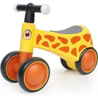 Vrooomy Baby Loopfiets 1 tot 3 jaar – Stabiele Loopwagen met LED-verlichting in het Stuur – Kindervoertuig met 4 EVA-Wielen & Ergonomisch Design – Geel