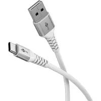 Goobay USB-C - USB-A Supersoft Textile kabel | USB2.0 | PD 60W | wit | 3 meter