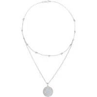Elli - Halsketting - Dames laagjes look munt plaatje vintage met kristallen in 925 sterling zilver - Dames