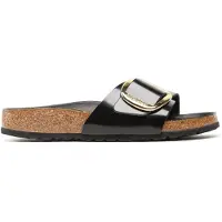 Birkenstock Dames Leren sandalen Madrid Big Buckle (Smalle Pasvorm) zwart (38), Leer, Plat, Geen, Casual 1022650
