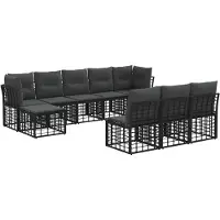 vidaXL Buitenbankset zwart en donkergrijs, polyester