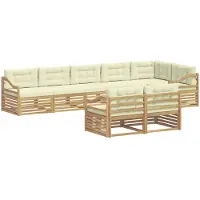 vidaXL Buiten bank set 8 st Wit en crèmekleurig Polyester