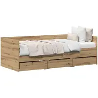 vidaXL Dagbed met lade Artisan Eiken 90 x 190 cm Bewerkt hout