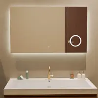 LOMAZOO Badkamerspiegel met Verlichting - Met Make-up Spiegel - Badkamer spiegel - 100 x 60 cm - Rechthoek [MARSEILLE]