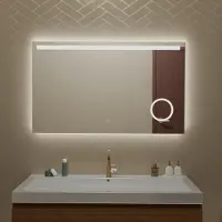 LOMAZOO Badkamerspiegel met Verlichting - Spiegel met Verlichting - Met Make-up Spiegel - Badkamer spiegel - 100 x 60 cm - Rechthoek [RIVIERA]