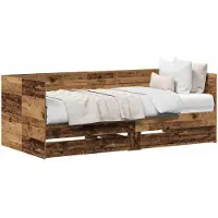 vidaXL Dagbed met lade met plank Oud Hout 75 x 190 cm Bewerkt hout