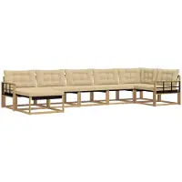 vidaXL Buiten bank set 7 st Wit en Beige Massief Acacia Hout