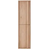 Vente-unique Zwevend badkamermeubel van massief eikenhout - Licht naturel - H140 cm - SARLO