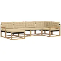 vidaXL Buiten bank set 6 st Wit en Beige Massief Acacia Hout