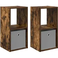 vidaXL Nachtkastje 2 st Rook Eiken 30,5 x 27 x 59,5 cm Bewerkt hout