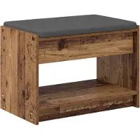 vidaXL Hallenbank Oudhout 63 x 38 x 45 cm Geengineerd Hout en Stof