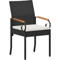 vidaXL Tuinstoelen 2 st Zwart en Crème Wit Poly Rattan en Acacia