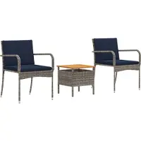 vidaXL Tuinset Grijs poly rattan