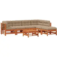 vidaXL Tuin loungeset 7 st Wasbruin Massief grenenhout