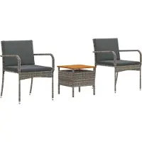 vidaXL Tuin Bistro Set 3 pcs Grijs poly rattan