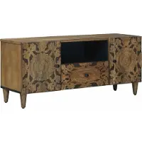 vidaXL TV Kast met lade Bruin 105 x 33,5 x 46 cm Massief Mango Hout