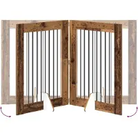 vidaXL Opvouwbaar hondenhekje met standaards 2 st Oud hout 160,5 cm