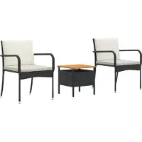 vidaXL Tuinset Zwart poly rattan